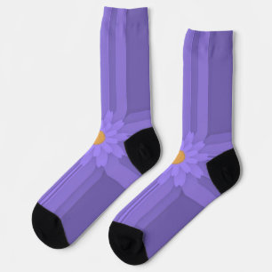 Chaussette Simple Fleur Violette sur Croix Moderne
