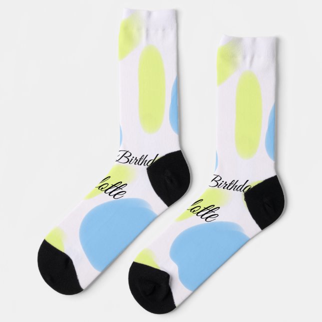 Chaussette SIMPLE MINIMAL.CUTIE AJOUTER NOM BÉBÉ joyeux anniv (Gauche)