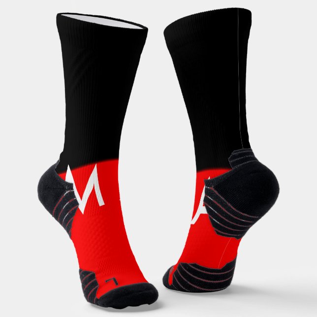 Chaussette Simple monogramme ajouter votre nom lettre man min (Angulaire)