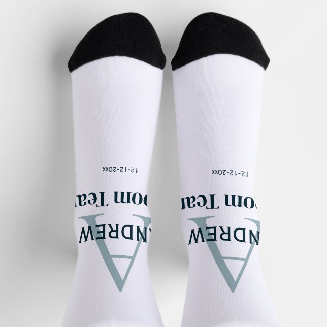 Chaussette simple monogramme personnalisé groomsmen (Haut)