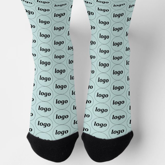 Chaussette Simple motif d'entreprise de logo vert clair (Simple logo pattern pastel light mint green business branding promotional socks)