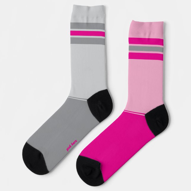 Chaussette Simple Pink and Grey, Gray and Pink Mismatching (Gauche)
