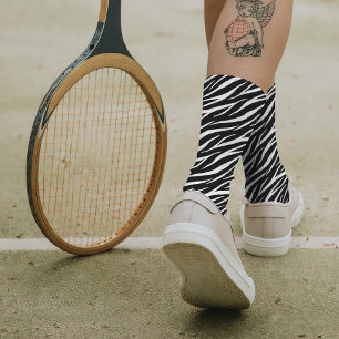 Chaussette Simple Zebra Print Black White Cute Modern Motif