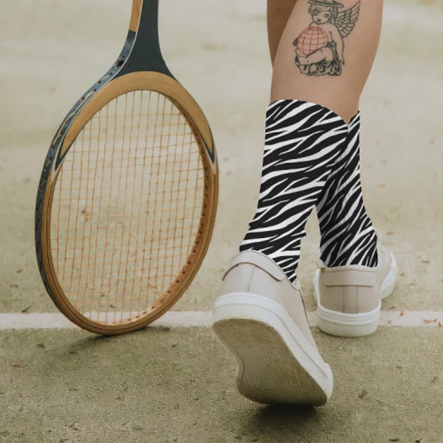 Chaussette Simple Zebra Print Black White Cute Modern Motif (Créateur téléchargé)