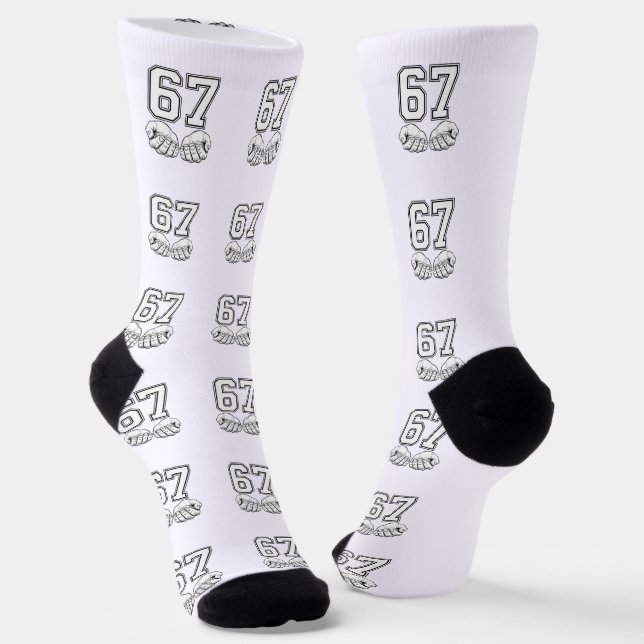 Chaussette Six Seven 6 7 Mème Drôle Chaussettes Mains (Angulaire)