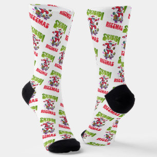 Chaussette Skibidi Rizzmas Santa sur son skate