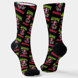 Chaussette Skibidi Rizzmas Santa sur son skateboard 