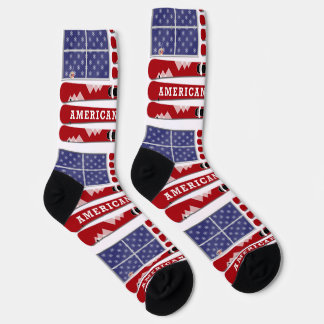Chaussette Skis and Snowflakes USA Flag