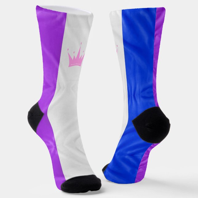 Chaussette SlipperyJoe défile drapeau de fierté violet blanc  (Angulaire)