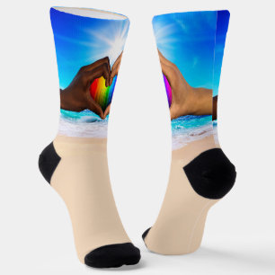 Chaussette SlipperyJoe dégradé de cœur arc-en-ciel vibrant in