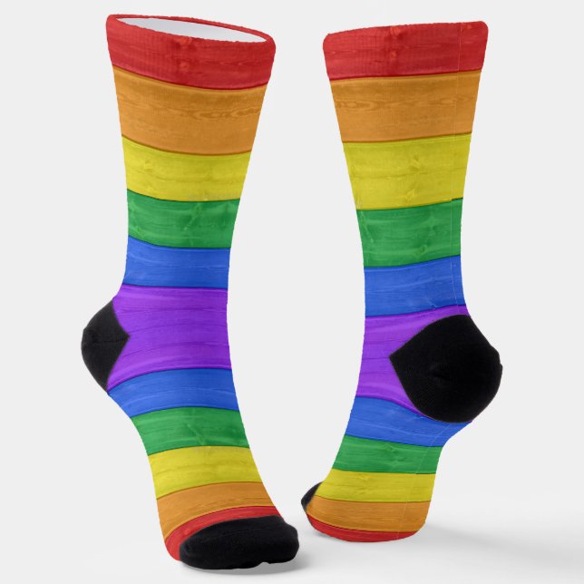 Chaussette SlipperyJoe's classique arc-en-ciel tactile fait m (Angulaire)