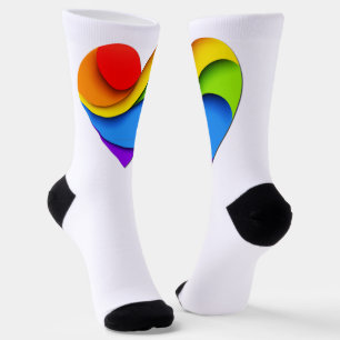 Chaussette SlipperyJoe's cœur en forme de couche arc-en-ciel 