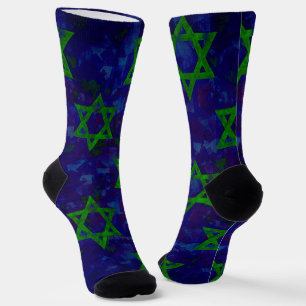 Chaussette SlipperyJoe's Hanukkah rangées vertes Étoiles de D