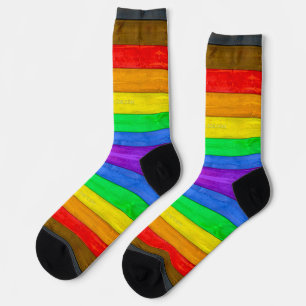 Chaussette SlipperyJoe's inclusive gay pride drapeau en bois
