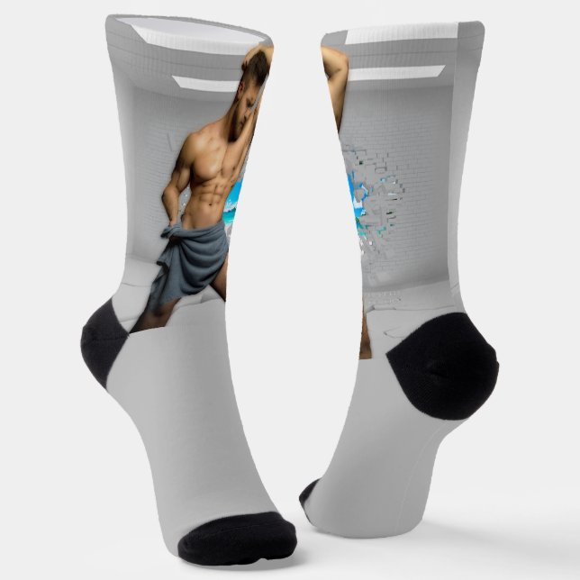 Chaussette SlipperyJoe's Man in a serviette blanc salle muscl (Angulaire)