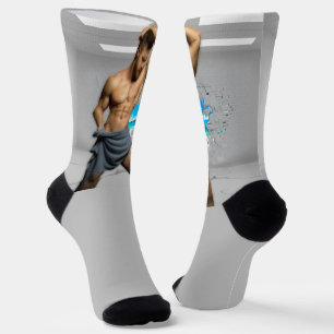 Chaussette SlipperyJoe's Man in a towel white room muscles cr