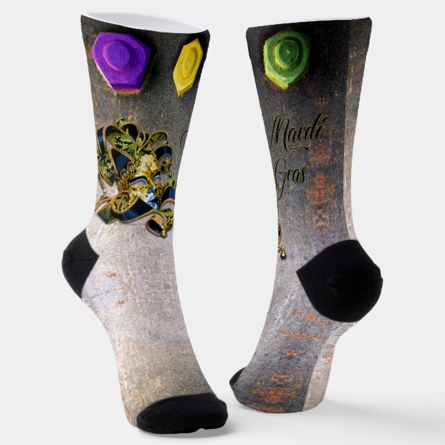 Chaussette SlipperyJoe's Mardi Gras Masque violet or vert bl (Angulaire)