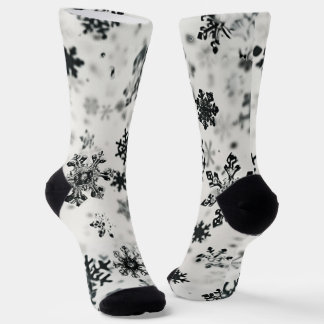 Chaussette Snowflakes noirs Chaussettes d'équipage de Noël