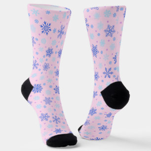 Chaussette Snowflakes Pink Pastel Rose Élégant et élégant Gir