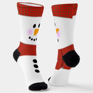 Chaussette Snowman Avec Écharpe Rouge Noël