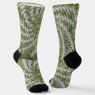 Chaussette Sock (ao) - Spirales Crochet en blanc et vert