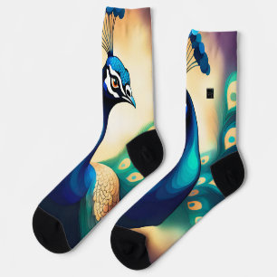 CHAUSSETTE SOCK BLEU GOLD PEACOCK