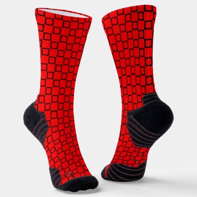 Chaussette Sock d'équipage sportif avec Red Black Classic Des (Angulaire)