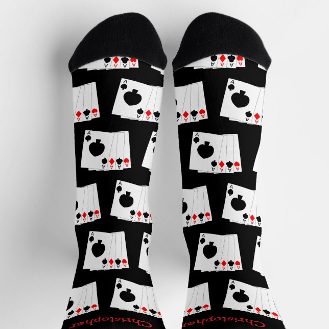 Chaussette Socks Deck Of Cards Four Aces Design (Haut)