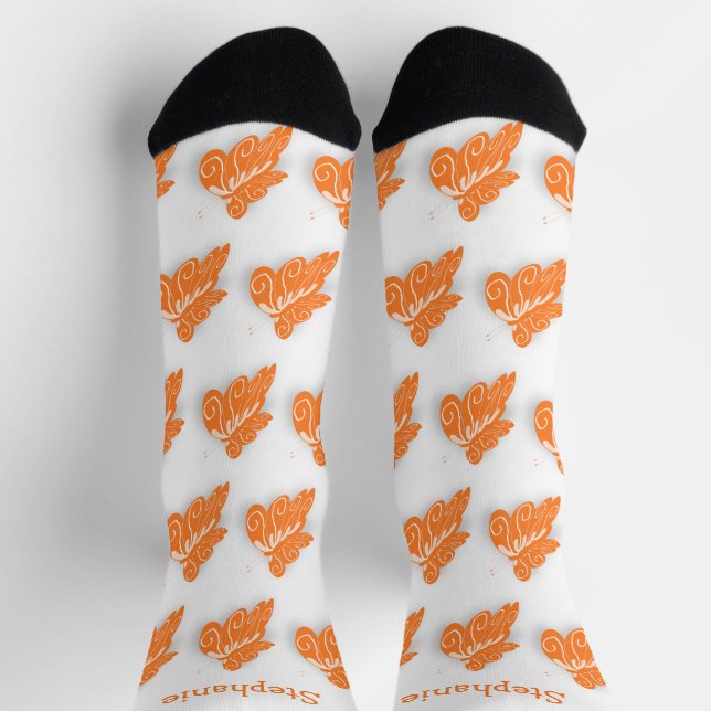 Chaussette Socks Orange Butterfly Design (Haut)