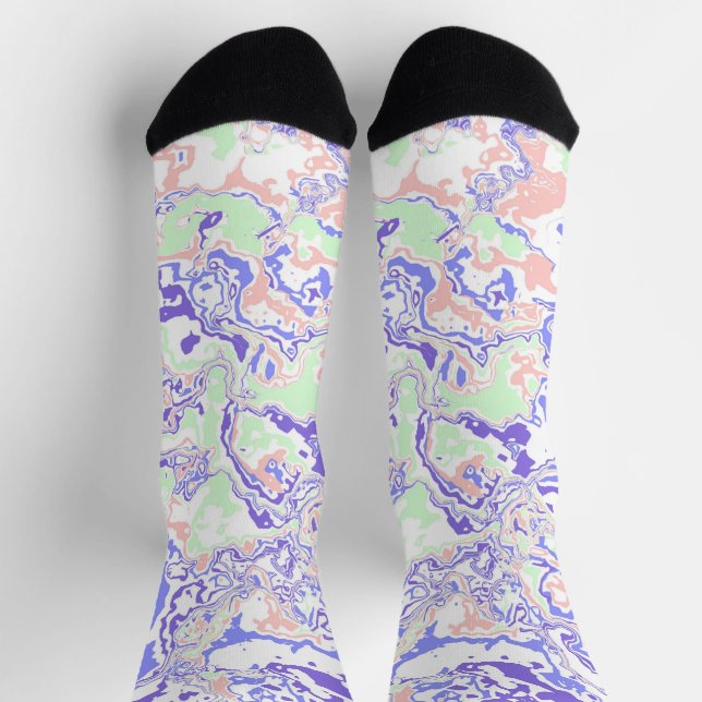 Chaussette Soft Pastel Funky Boho Retro Marbre Abstrait (Haut)