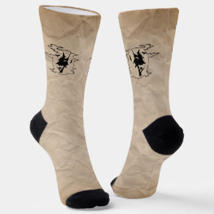 Chaussette Sorcière volante Vintage Éffrayante Wicked Hallowe