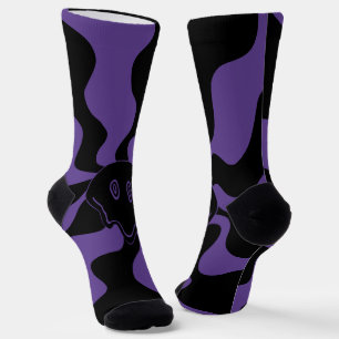 Chaussette Sourire fondu rétro violet et noir