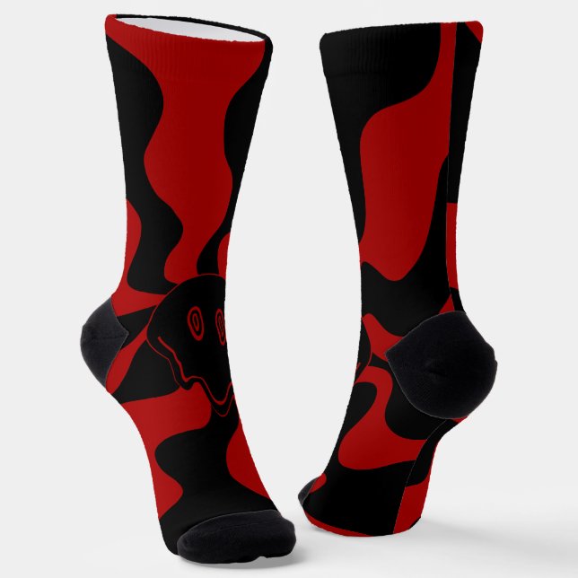 Chaussette Sourire Rouge et Noir Rétro Melt (Angulaire)