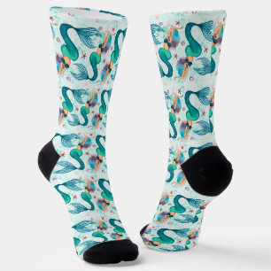 Chaussette Sous La Mer Sirène Océan Purple Turquoise