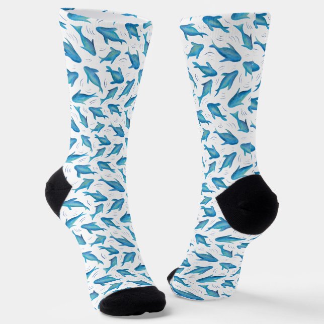 Chaussette Sous le Motif de requin bleu marine (Angulaire)