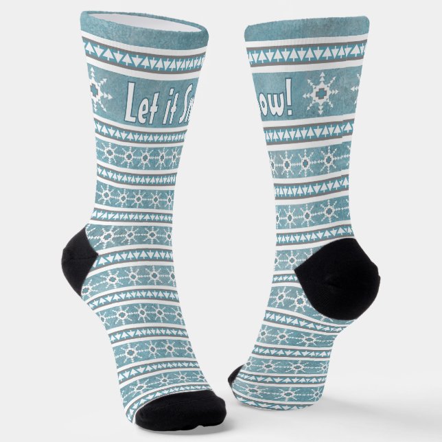Chaussette Southwest Winter Snowflakes amusant bleu personnal (Angulaire)