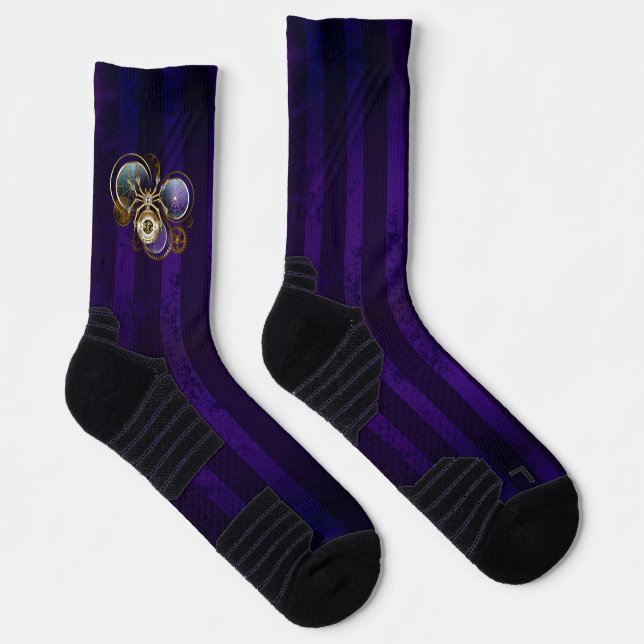 Chaussette Spider Steampunk sur Arrière - plan pourpre (Droite)