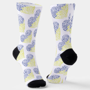 Chaussette Spiral tourbillons mehandi coeur drapeau ukrainien