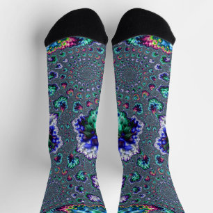 Chaussette Spirale Abstraite Fractale Colorée Trippy Groovy