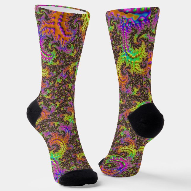 Chaussette Spirale colorée flashy Abstrait Digital Fractal (Angulaire)