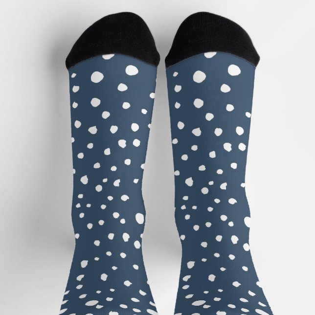 Chaussette Spots Dalmatiens Bleus Marine, Points Dalmatiens,  (Haut)
