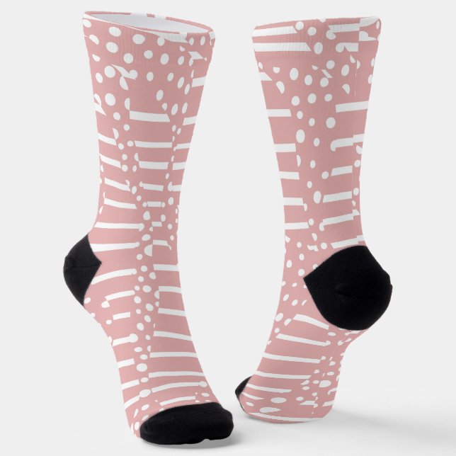 Chaussette Spots et bandes 2 - Rose et blanc (Angulaire)