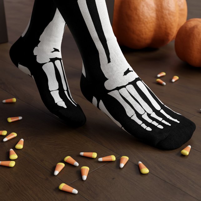 Chaussette Squelette de pied d'Halloween noir et blanc effray (The perfect way to get into the Halloween spirit!)