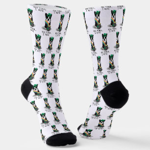 Chaussette St. Patrick's Day Boston Terrier Dog (noir) mignon