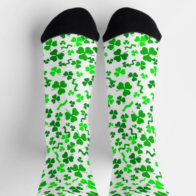 Chaussette St Patrick's Day Green Shamrocks Confetti (Haut)