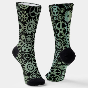 Chaussette Steampunk Verdigris Bronze Gears Chaussettes
