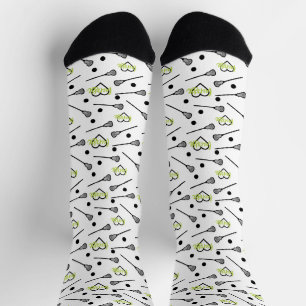 Chaussette Sticks et Motif de coeur de crosse verte de chaux