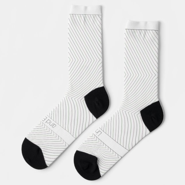 Chaussette Straight Lines and Boxes on Striped White (Gauche)