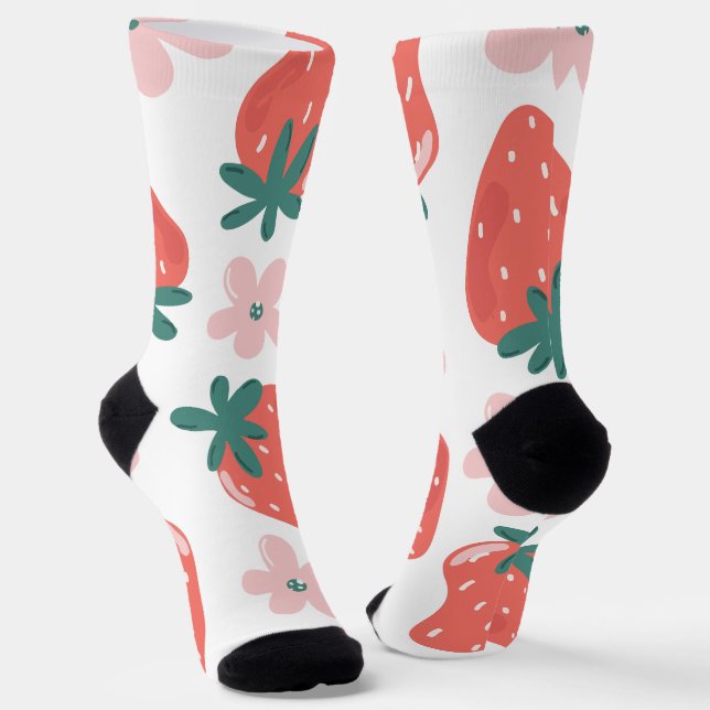 Chaussette Strawberry and flower pattern (Angulaire)