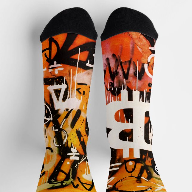 Chaussette Street Art "Bitcoin Graffiti" (Style #3) (Haut)